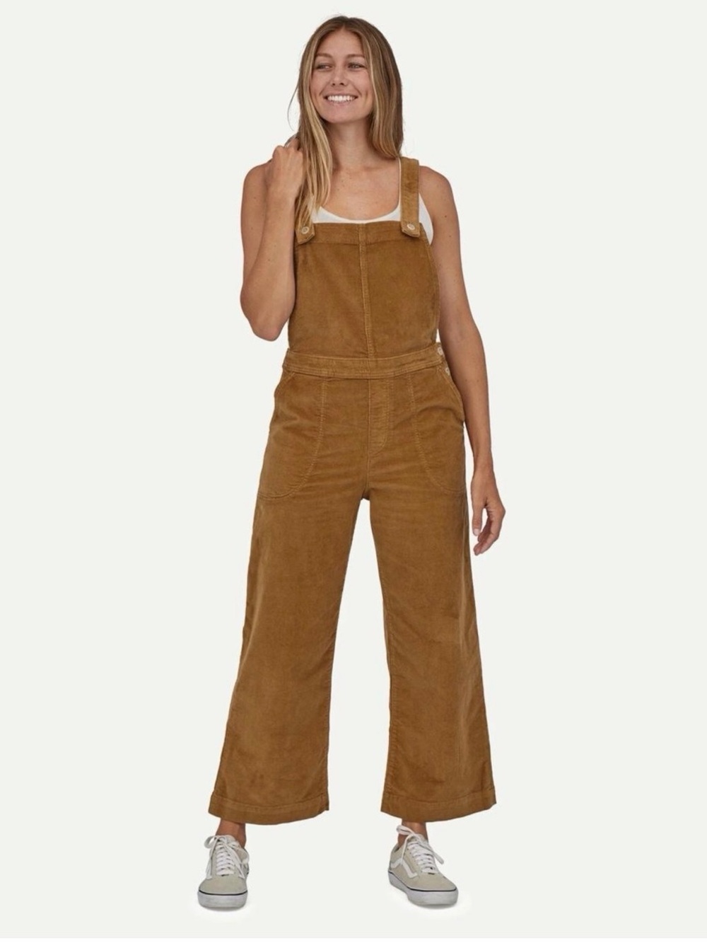 Patagonia Women's Stand Up Cropped Overalls NEW NWT Size 6 Corduroy Brown Camel